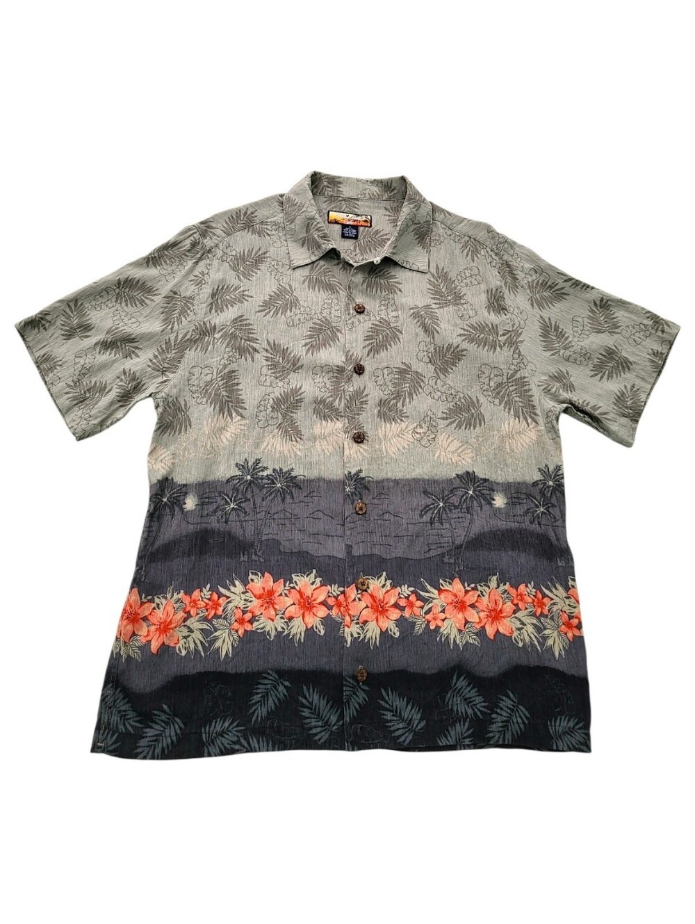 HAVANA JACK'S CAFE Silk Hibiscus Floral Button-Up Short Sleeve Hawaaiin Shirt